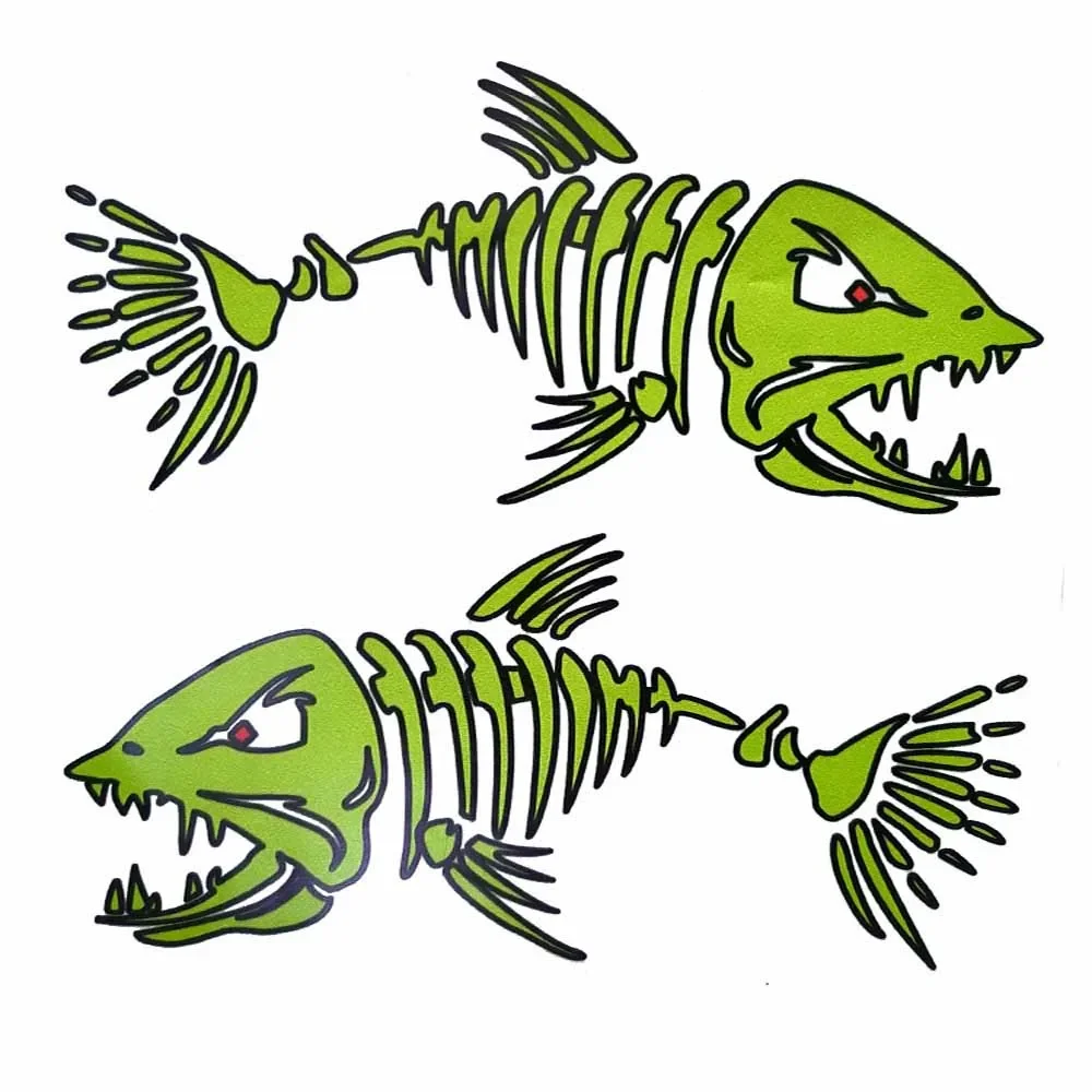 2pc Fish Bone Car Sticker American Fish Bone Shape Sticker Car Laptop Sunscreen Waterproof Self-adhesive Flower Decoration