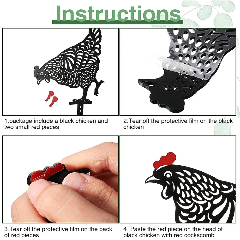 6 قطع من ديكورات حديقة ساحة الدجاج تمثال أكريليك ديكور مجوف على شكل حيوان للمنزل في الفناء الخلفي #5