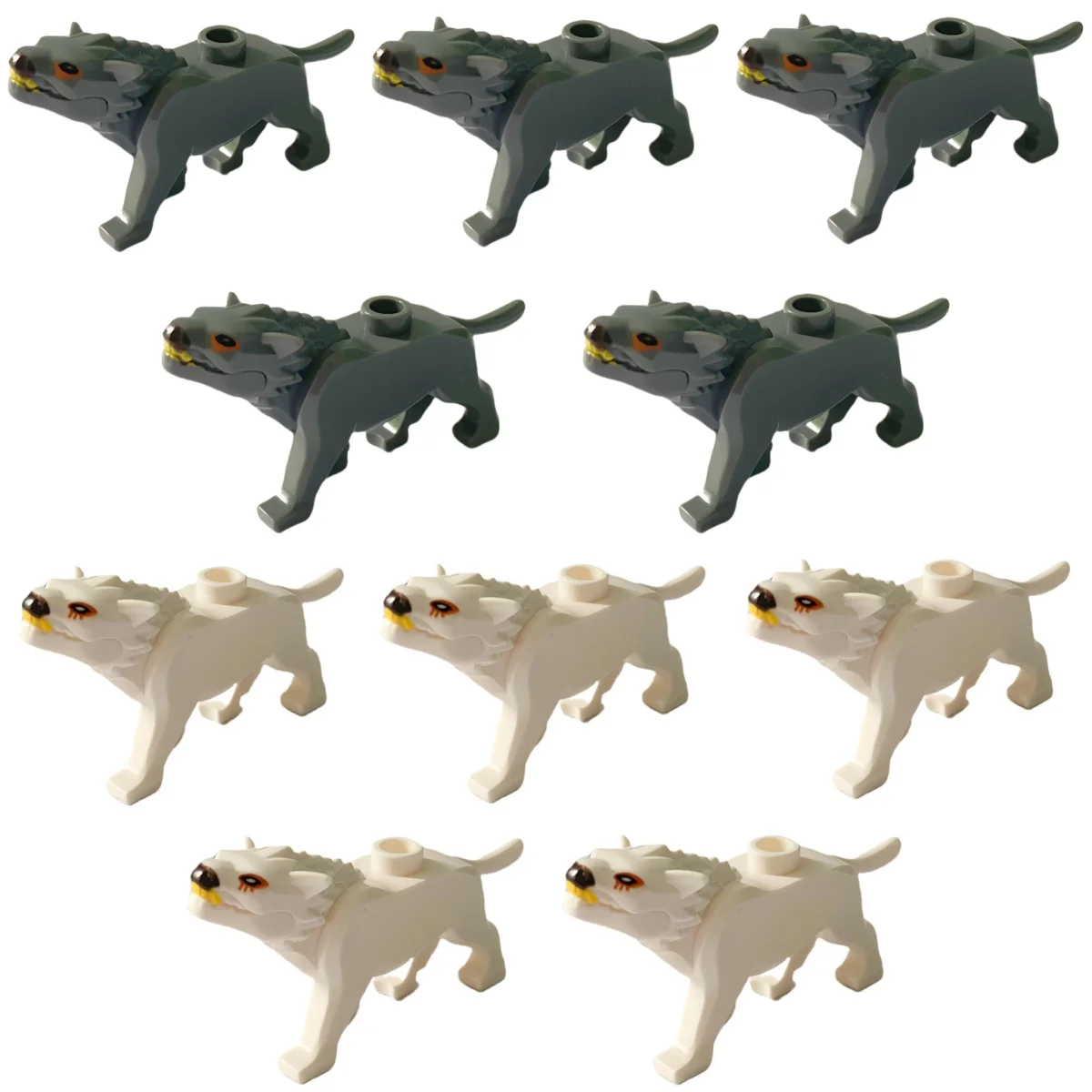 5PCS Wolves Building Blocks Set DIY Toys Dark Grey White Wolf Scene Decoration Animal City Bricks Toys for Birthday Gifts