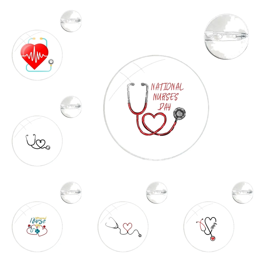 urse Stethoscope Heart Nursing Heartbeat Badge Brooch Pin Accessories For Clothes Backpack Decoration gift