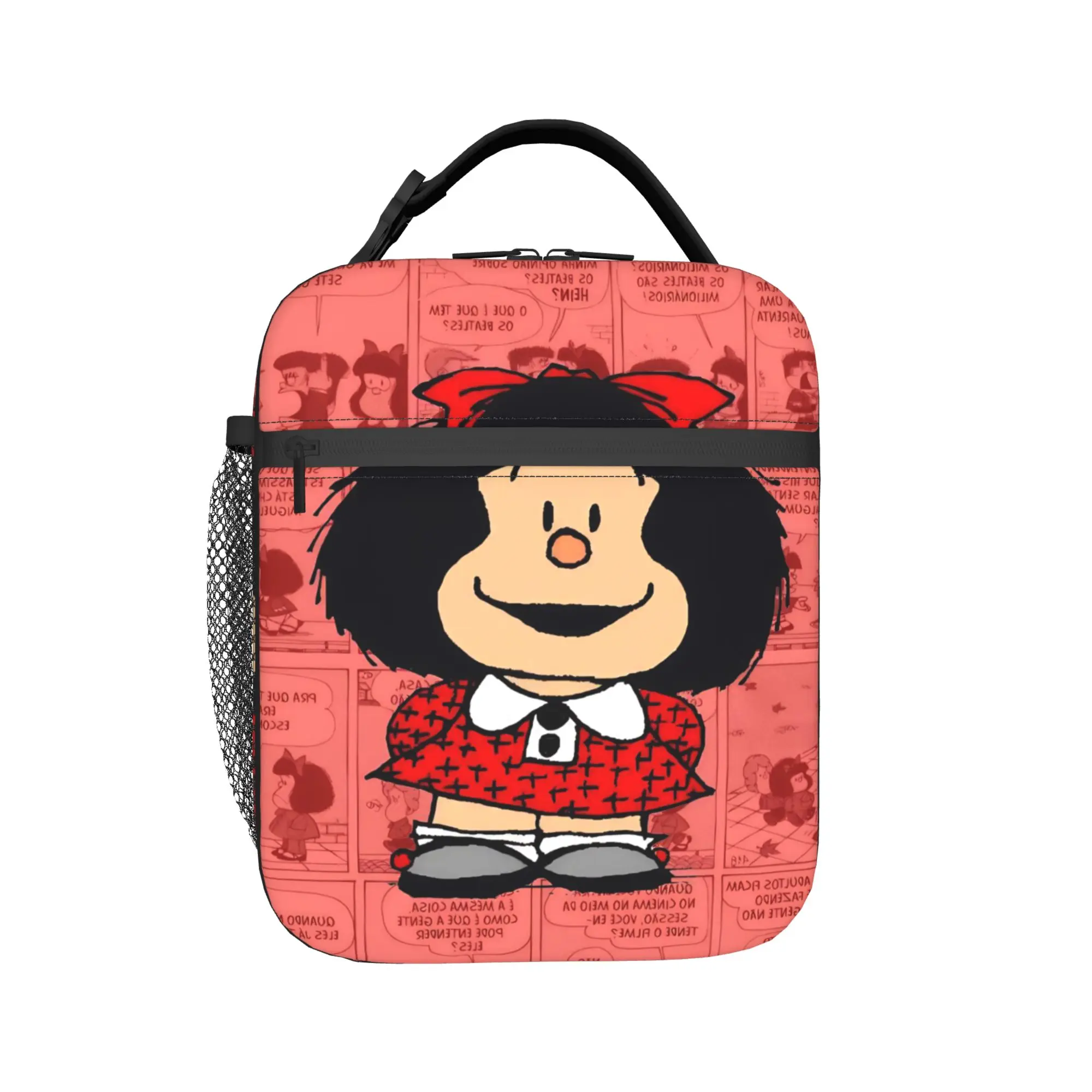 Mafaldas Red Manga Insulated Lunch Bags Cooler Bag Reusable,Lunch Container  Large Tote Lunch Box Food Bag Office  Travel