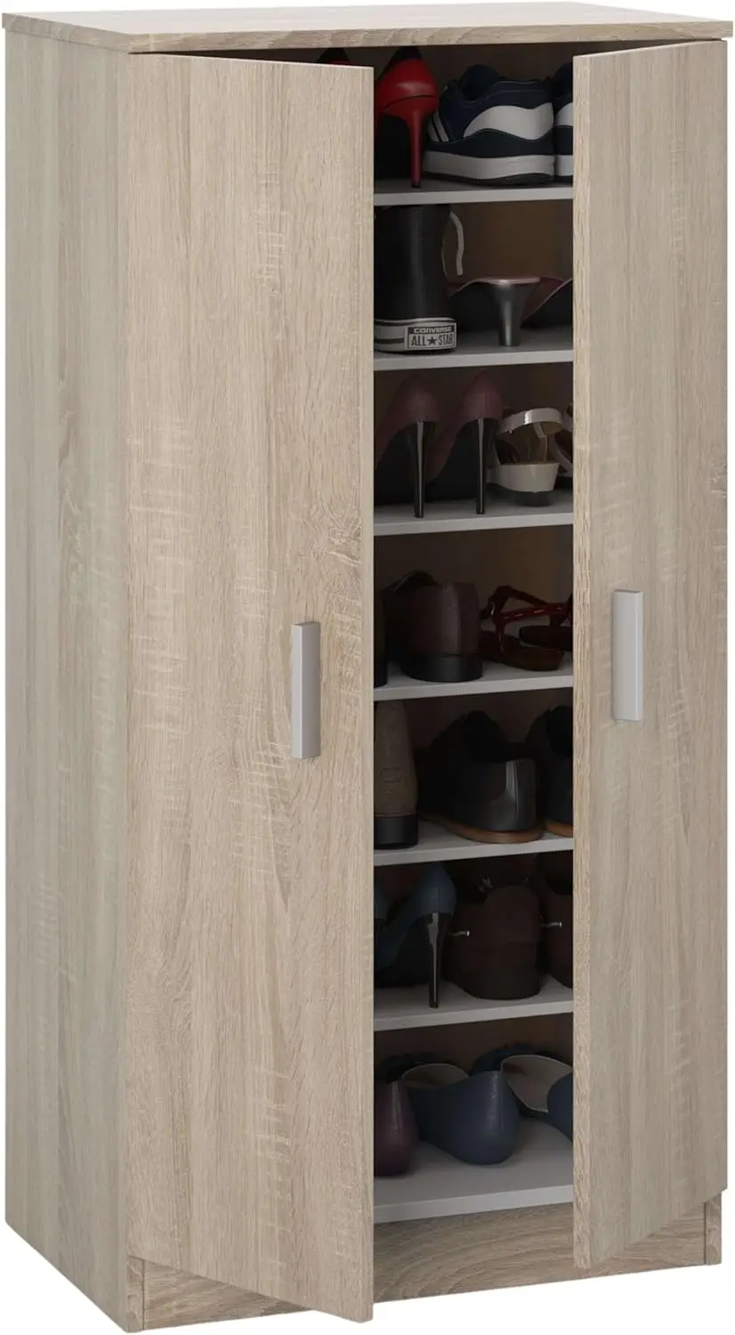 Zapatero de Dos Puertas, Modelo Básico, Acabado Roble Canadiense, Dimensiones: 55 cm (Ancho) x 108 cm (Alto) x 36 cm (Profundidad)