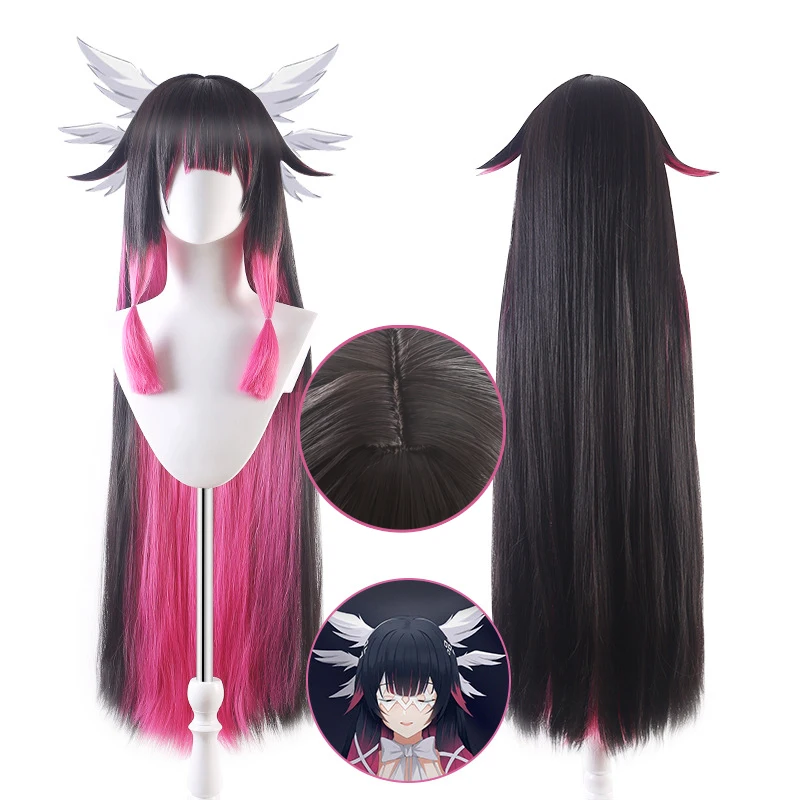Anime Genshin Impact Columbina Cosplay Wigs Headwear 110Cm Long Simulation Scalp Top Thick Mixed Puffy Silk Long Hair Wigs