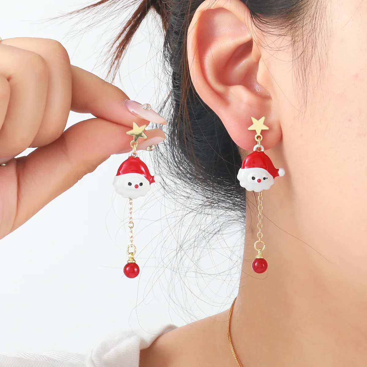 Christmas Day Pendant Simple Santa Claus Bow Earrings Socks Light Luxury Premium Earrings