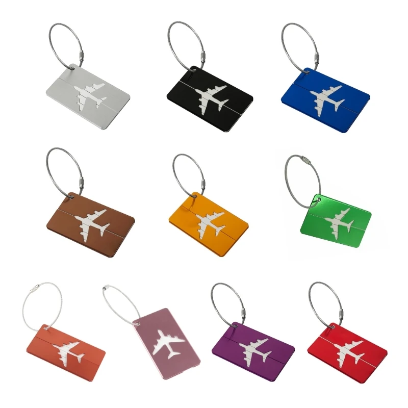 Suitcase Luggage Tags with Name Address Card Aluminum Suitcase Label Baggage Identifier Backpack Tags and Metal Loop