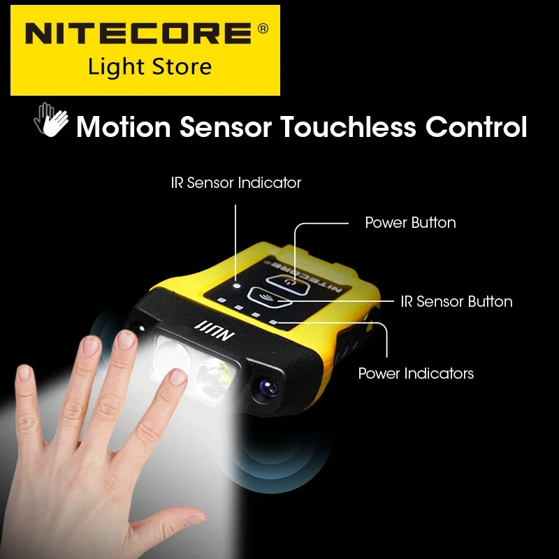 Original NITECORE NU11 Cap Light Intelligent IR Motion Sensor Clip-on 90° Adjustable Angle + Battery Lamp Night Fishing Trekking