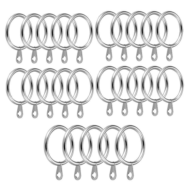 24 Pack Metal Curtain Rings, 30Mm Internal Diameter Eyelets For Curtain Poles, Rods And Drapery, Silver