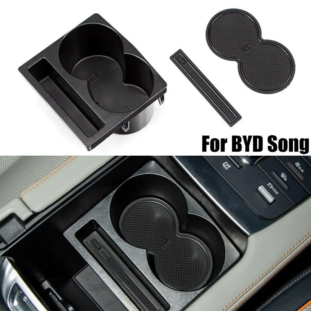 

1Pcs Black ABS Car Armrest Storage Box Water Cup Holder For BYD Song Plus/dmi/ev Organizer Case Auto Interior Accessories E0A7