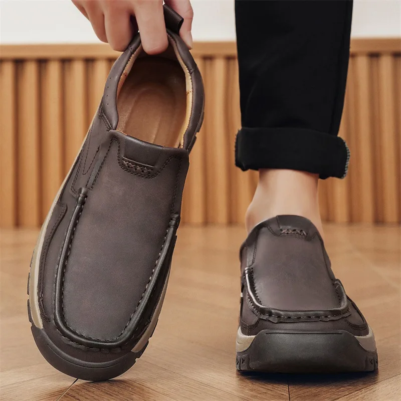 

Men's Hand-Stitched Fashion Loafers Solid Color Low-Top Casual Shoes Men's Shoes for All Seasons Daily Office Business Shoes