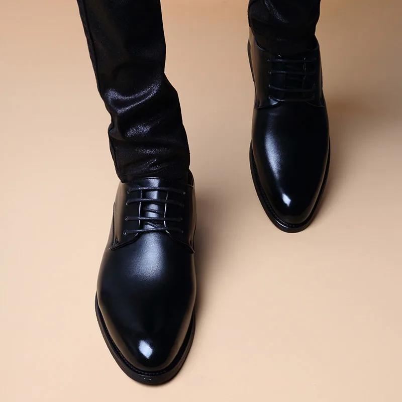 Men Wedding Leather Business Men\'s Dress Pointed Casual Youth British Style Inner Heightening Spring 2024 New Arrivals Shoes