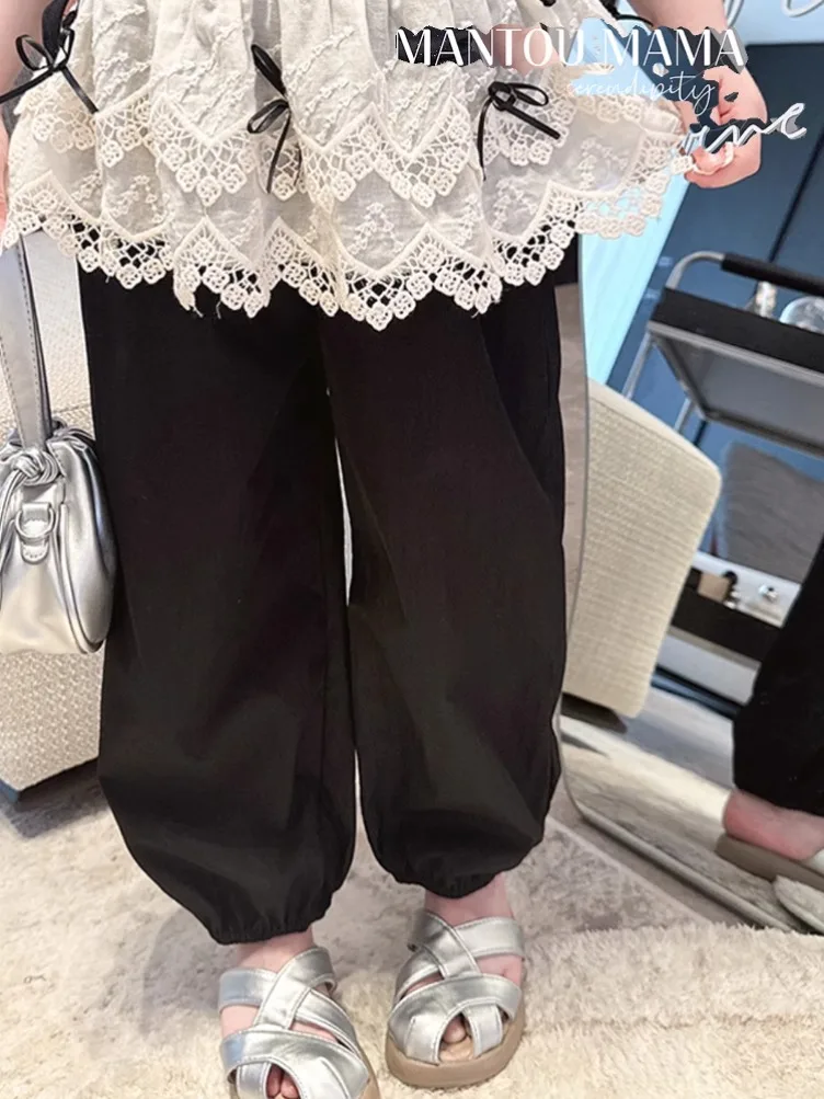 

Y2K Embroidered Flower Lace Mini Pants Skirt Girls Butterfly Knot Trousers Children's Sweatpants Set Cute Toddler Kids Clothing