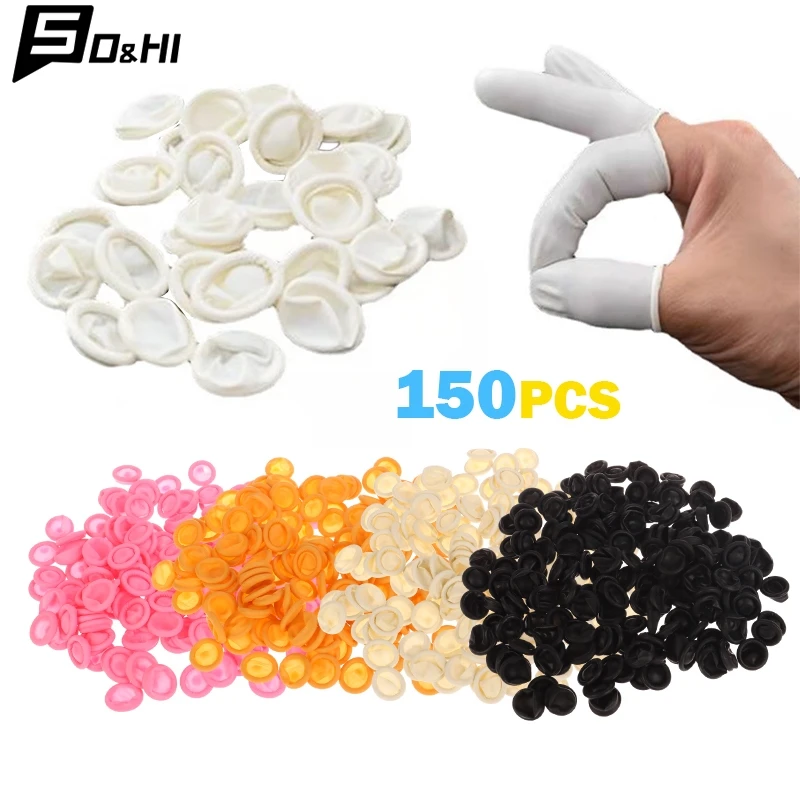 150 stks/zak Wegwerp Vinger Babybedjes Latex Vinger Babybedjes Nail Art Tool Vinger Handschoenen Vingertoppen Protector Cover