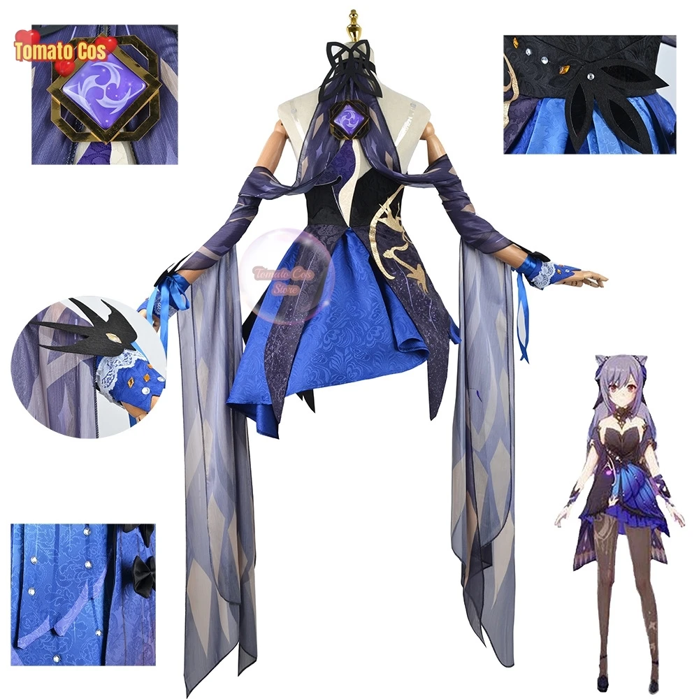 Genshin Impact Keqing New Skin Cosplay Costume Uniform Wig Chinese Style Halloween Game Opulent Splendor Outfit Full Set Fashion