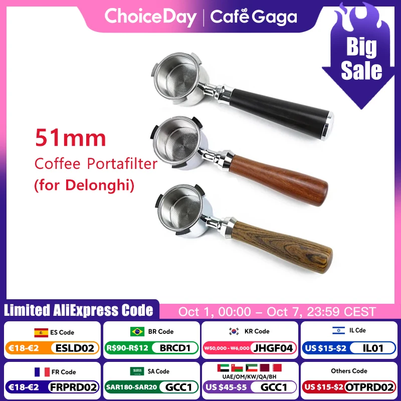 Coffee Bottomless Portafilter 51mm For Delonghi EC680 EC685 Replacement Filter Basket Espresso Machine Accessory Barista Tools
