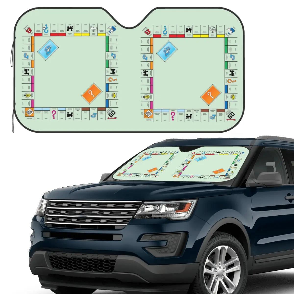 

Board Game Board- Monopoly Sunshade Windscreen Car Front Windshield Window Sun Visor Accessories Covers