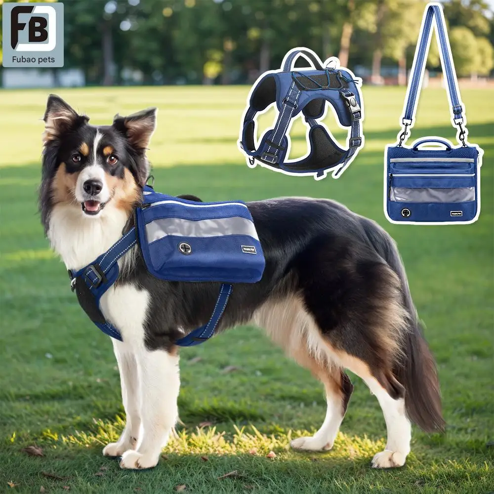 

Large-sized dog waterproof tactical backpack - Pet outdoor Velcro saddle storage bag - Multi-functional reflective bag