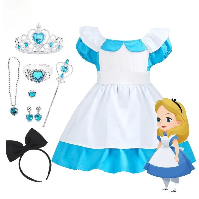

Princ Alice in Wonderland loween Costume Children's Skirt Cosplay Fairy T Theme Dr-up Clothes for Kids