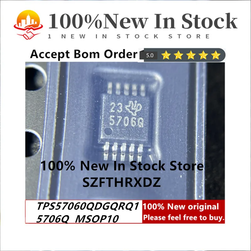 

100% NEW ORIGINAL TPS57060QDGQRQ1 MSOP10 5706Q MSOP-10 Conv DC-DC 3.5V to 60V Synchronous Step Down Single-Out 0.8V to 60V 0.5A