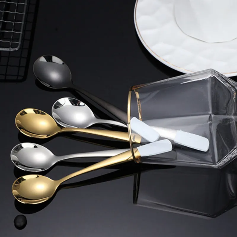 Creative 304 Stainless Steel Spoon Upscale Splicing Dinnerware Coffee Spoon Kitchen Accessories Teaspoon Tableware Decoration