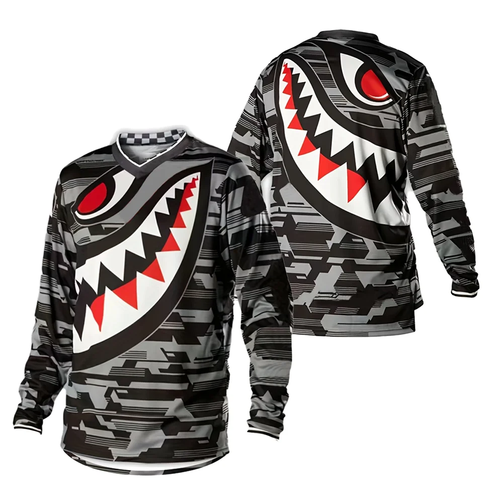 

Мужская футболка с длинными рукавами в полоску, быстросохнущая, с рисунком для езды на горном велосипеде/мотокроссе, повседневный топ.