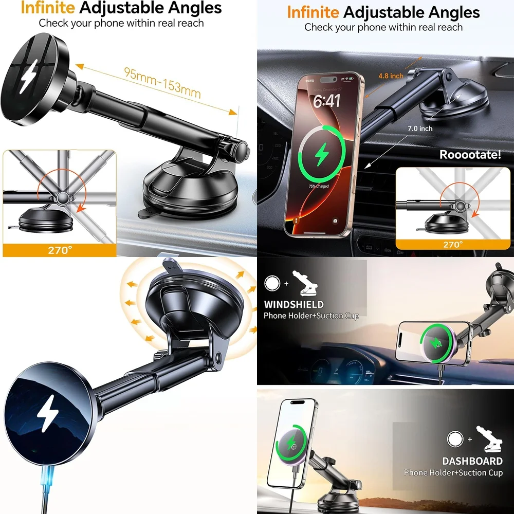 Consumer Electronics New Trending Fast Charging Magnetic Wireless Car Charger Dashboard Car Phone Holder Electronic Accessories