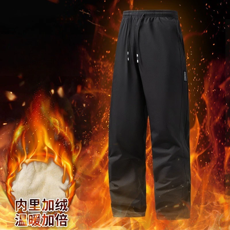 

Windproof Fleece-Lined Outdoor Pants Winter Thick Men Women Waterproof Warm Jogger Pants Hiking Skiing Elastic Waist Trousers