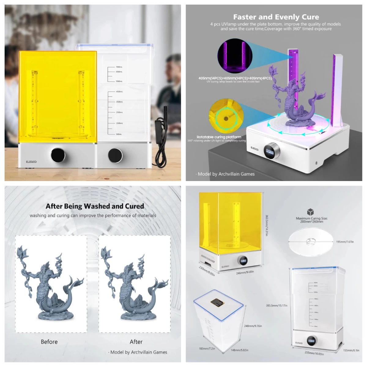 

FL-ELEGOO Wholesale XS WASHING and CURING MACHINE for RESIN 3D PRINTER