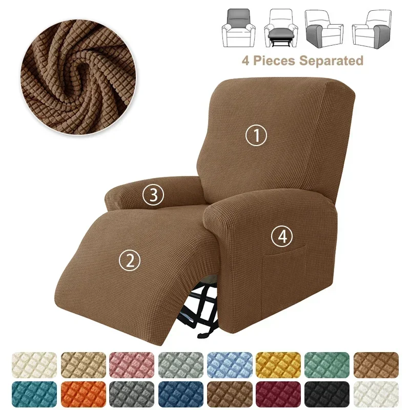 Thick Split Recliner Chair Cover Non-Slip Polar Fleece Single Sofa Covers for Living Room  Relaxing Armchair Slipcovers