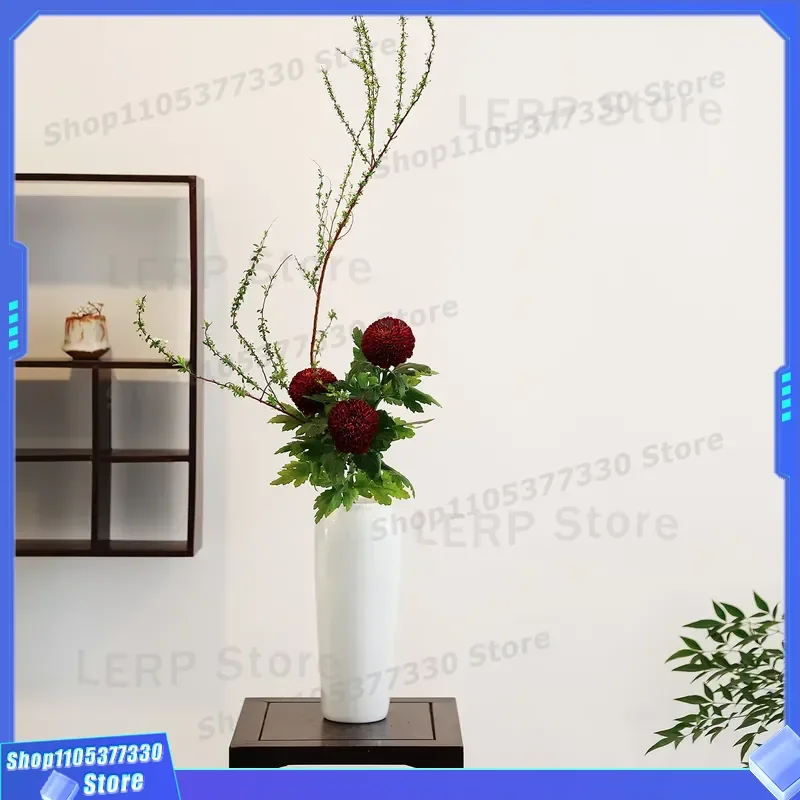 Xiaoyuanliu White Ceramic Vase Japanese Style Flower Pot Home Decor Art Teaching Utensils Minimalist Design for Ikebana