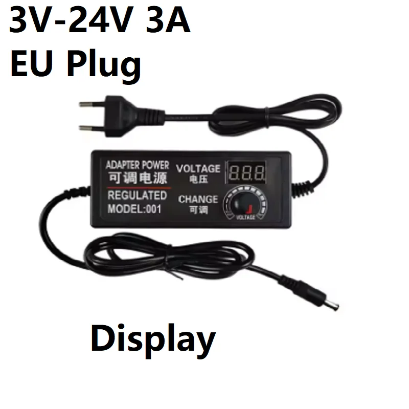 AC Adjustable Power Adapter 3V-12V 3V-24V 2A 3A  Adjustable Power Supply Universal Adapter LED Lighting Transformer EU US Plug