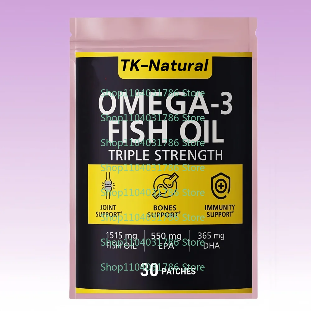 30 Patches Omega 3 Fish Oil Transdermal Patches With EPA & DHA for Brain & Joint Support