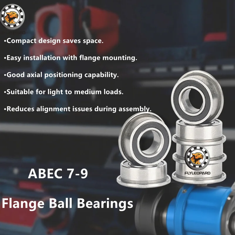 

10PCS F624RS 4X13X5 mm Flanged Ball Bearings ABEC-7 for Miniature Applications