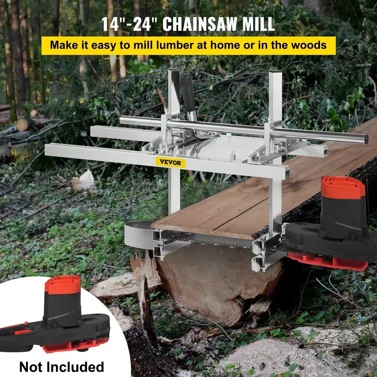 Vevor Kettensägen mühle Beplank ung Fräsen 14-24 Zoll Führungs stange Holz Holz Sägewerk Aluminium Stahl Kettensägen mühle