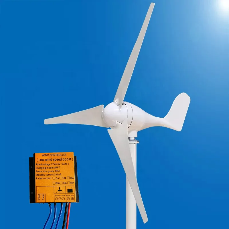 RY 500W 1000W 12v 24v Mini Windmill Windmolen Free Energy Power Generator Household Small Horizontal Axis Wind Turbine System