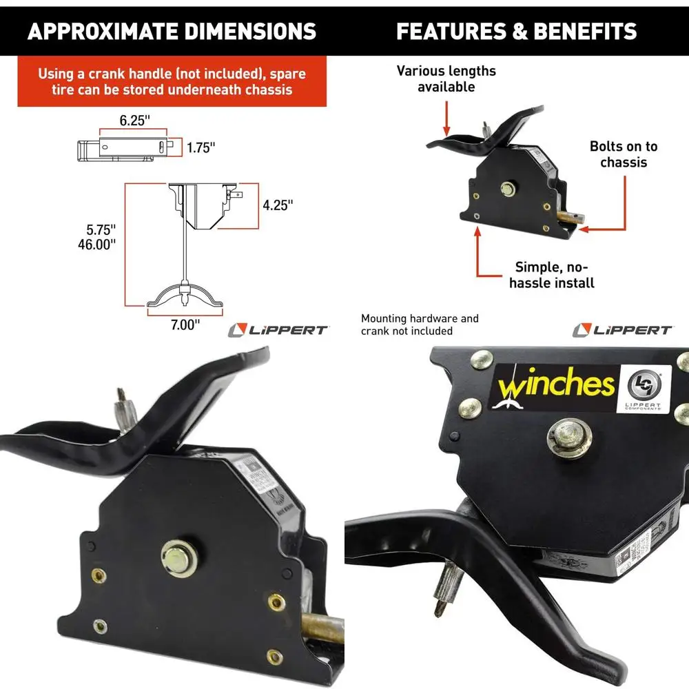 

Лебедка для запасного колеса Lippert 159056, черная