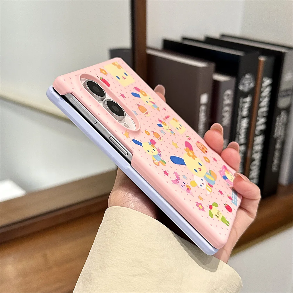 Korea Cute Cartoon rabbit pink Skin feel Phone Case for Samsung Galaxy Z Fold 8 Cover Shockproof Protective Chain Fold8 case