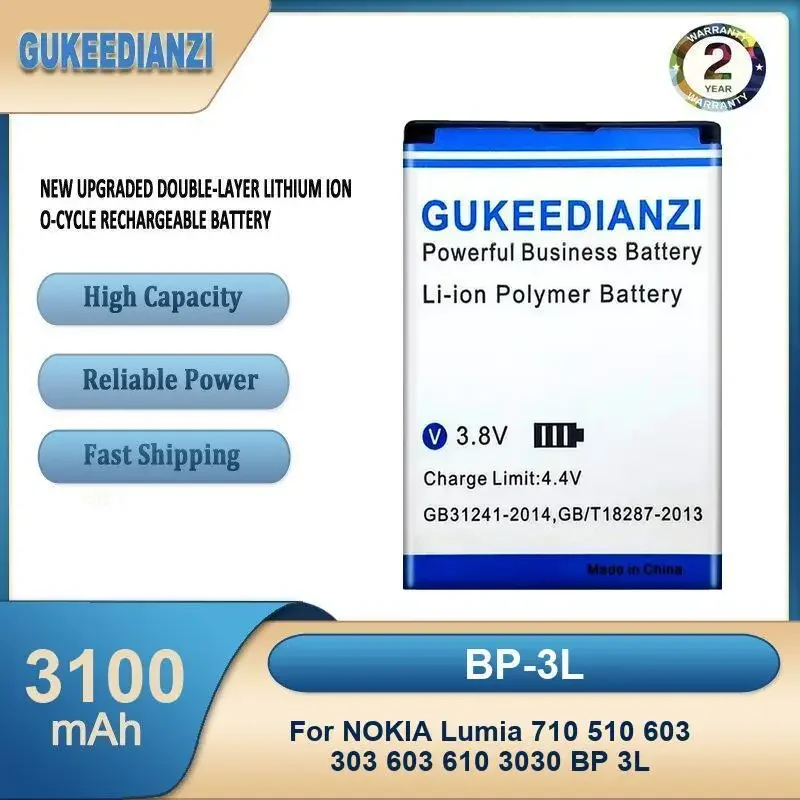 

BP-3L 3100mAh High Capacity Mobile Phone Battery For NOKIA Lumia 710 510 603 303 603 610 3030 BP 3L