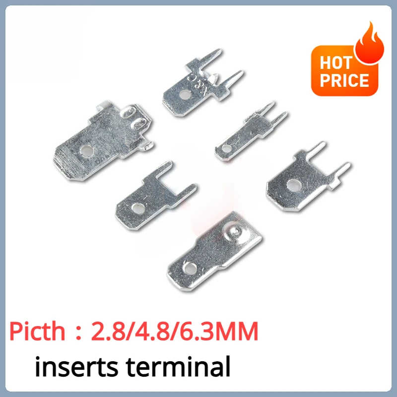 

20Pcs 6.3mm Inserts Terminal 250 Anti-Reverse Insert 0.8mm with Positioning 45 Degrees/90 Degrees Copper Tinned