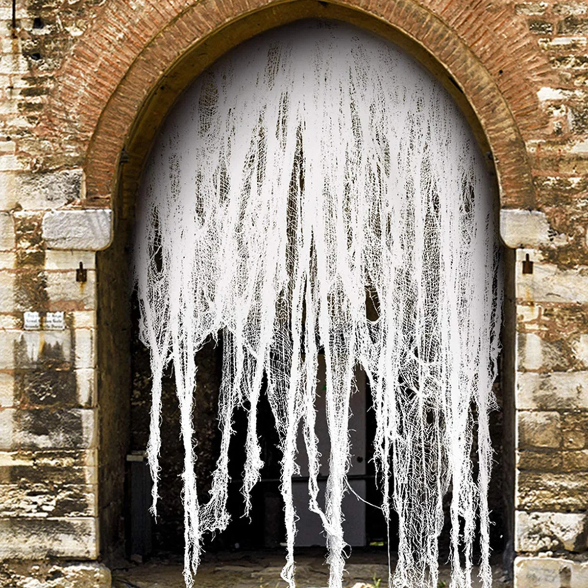 

1Pcs Halloween Fabric Gauze Thick Lifelike Haunted House Door Curtain Decoration Halloween Gauze Haunted House Fabric