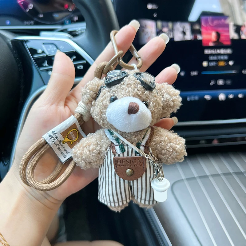 Cartoon Plüsch Brillenband Hosen-Bär Schlüsselanhänger Niedliche Puppe Auto-Schlüsselanhänger Ring Süße Puppe Taschenanhänger – Detail 2