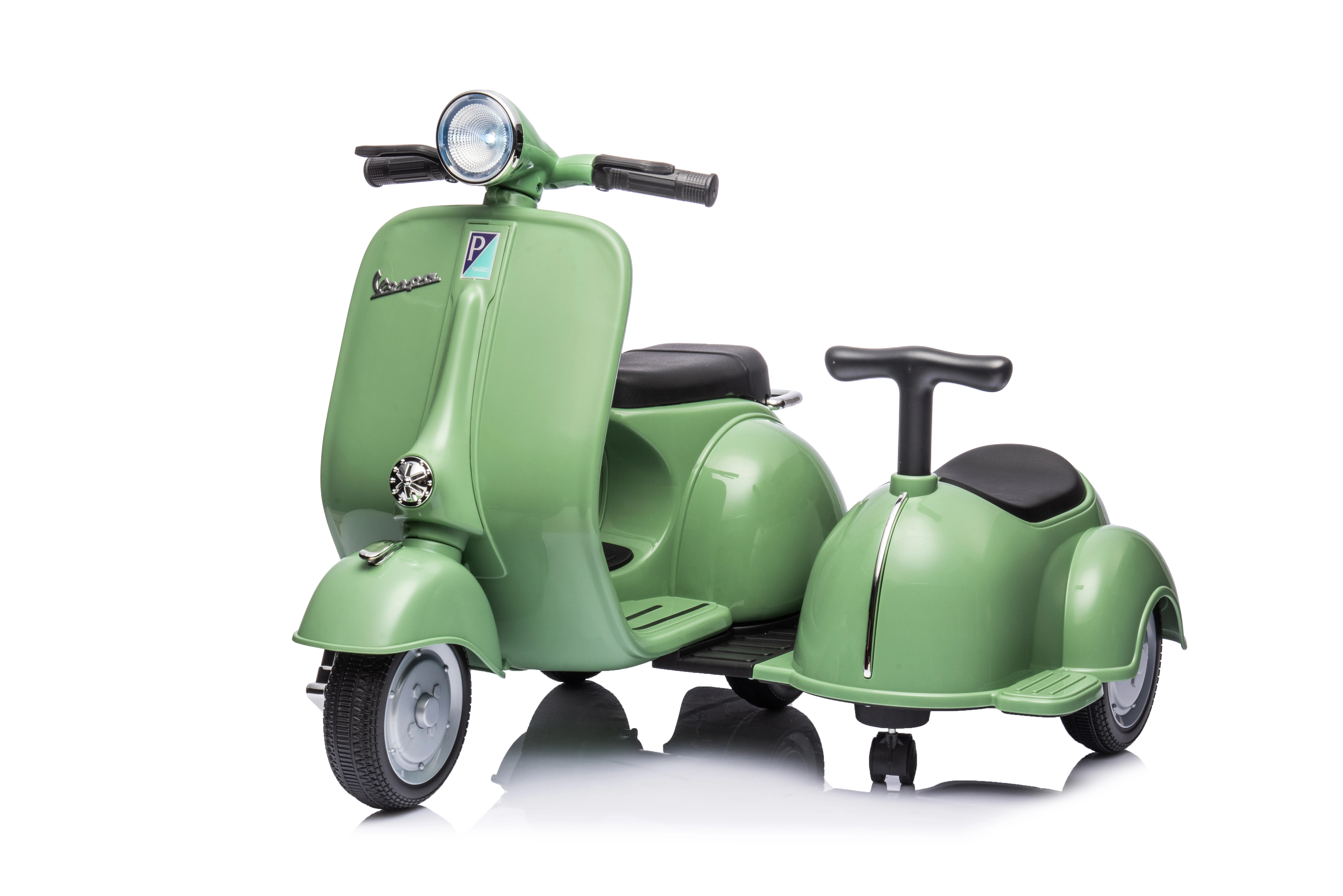 Moto Scooter Vespa con licenza 6V con auto laterale per bambini auto elettrica Ride-On per bambini in auto