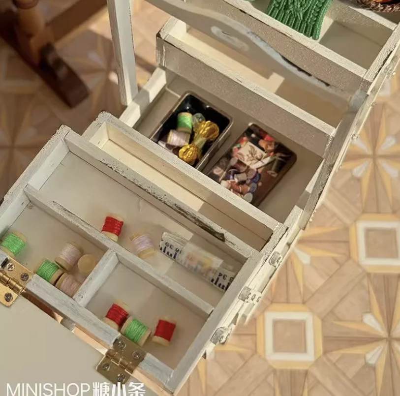 Puppenhaus Miniatur Krippe Nachttisch Zubehör Weiß Vintage Verschiedenes Container Bjd Puppe Lagerung Rack Diy Möbel Modell