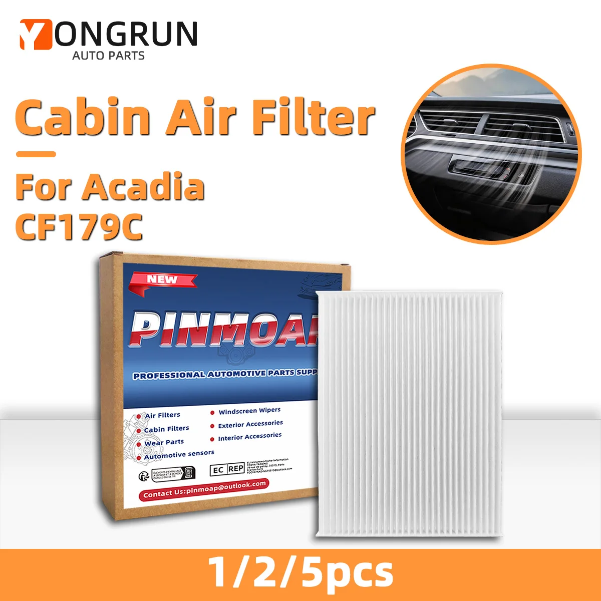 Auto-Luftfilter CF179C Ersatz zur Reinigung des Innenraums, passend für GMC Acadia, Buick Enclave, Saturn Outlook, Chevrolet Traverse, 20958479 – Detail 1