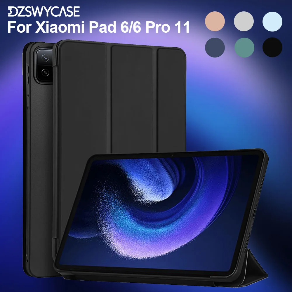

Чехол для Xiaomi Pad 6 (11-дюймовый, 2023 г.), для Mi Pad 6 Pro (11 дюймов, 2023) Тонкий жесткий чехол-подставка с функцией автоматического сна/пробуждения