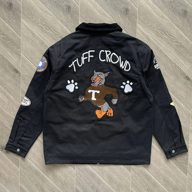 Tuff Crowd Millennium Tor doghead embroidered patchwork zipper jacket