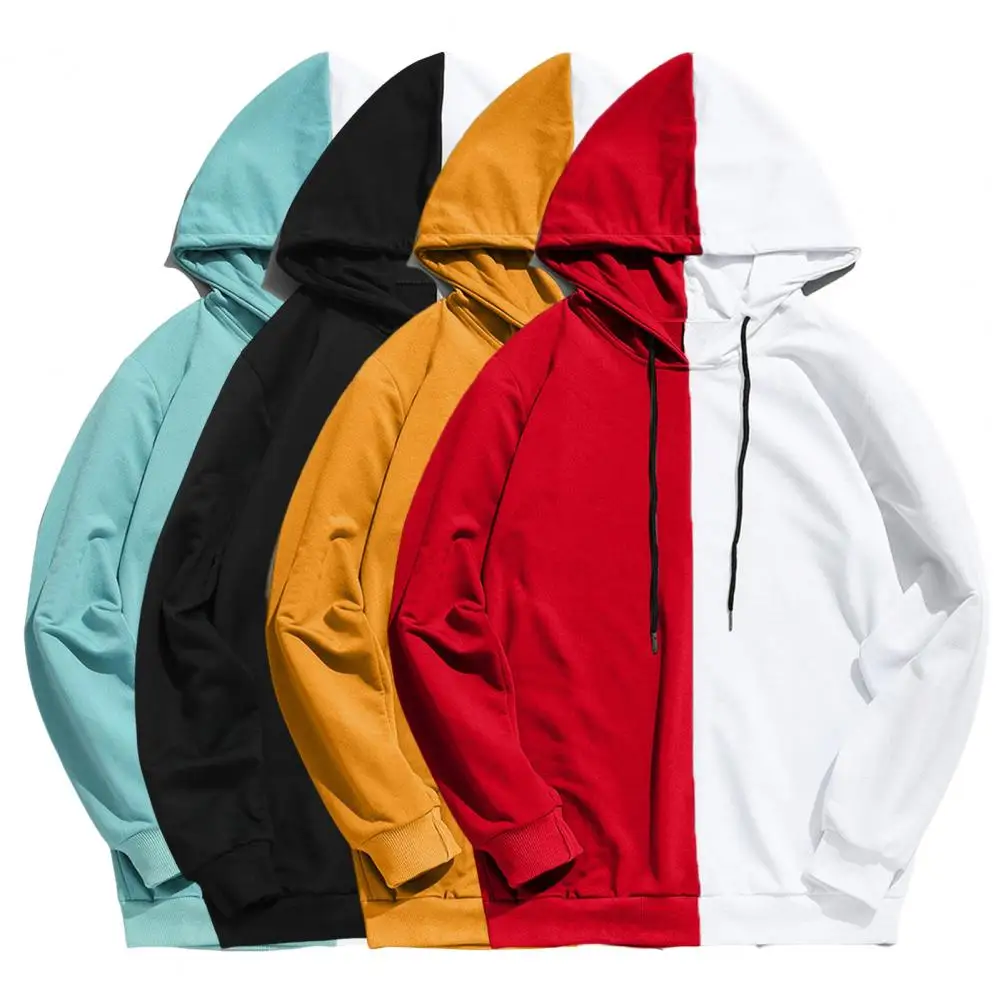 Long Sleeve Drawstring Pullover Hoodie Unisex Autumn Winter Color Matching Casual Pullover Hoodie Hooded Sweatshirt for Work