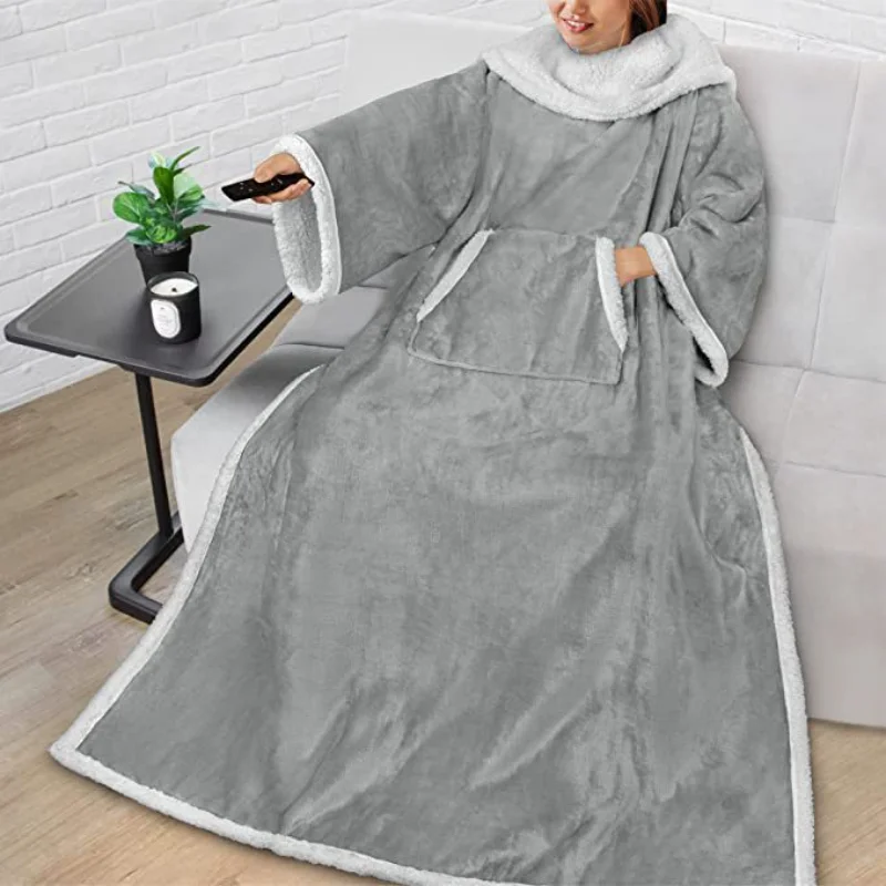 2025 Popular Composite Sherpa TV Blanket Home Lazy Blanket Multifunctional Wearable Sleeve Blanket