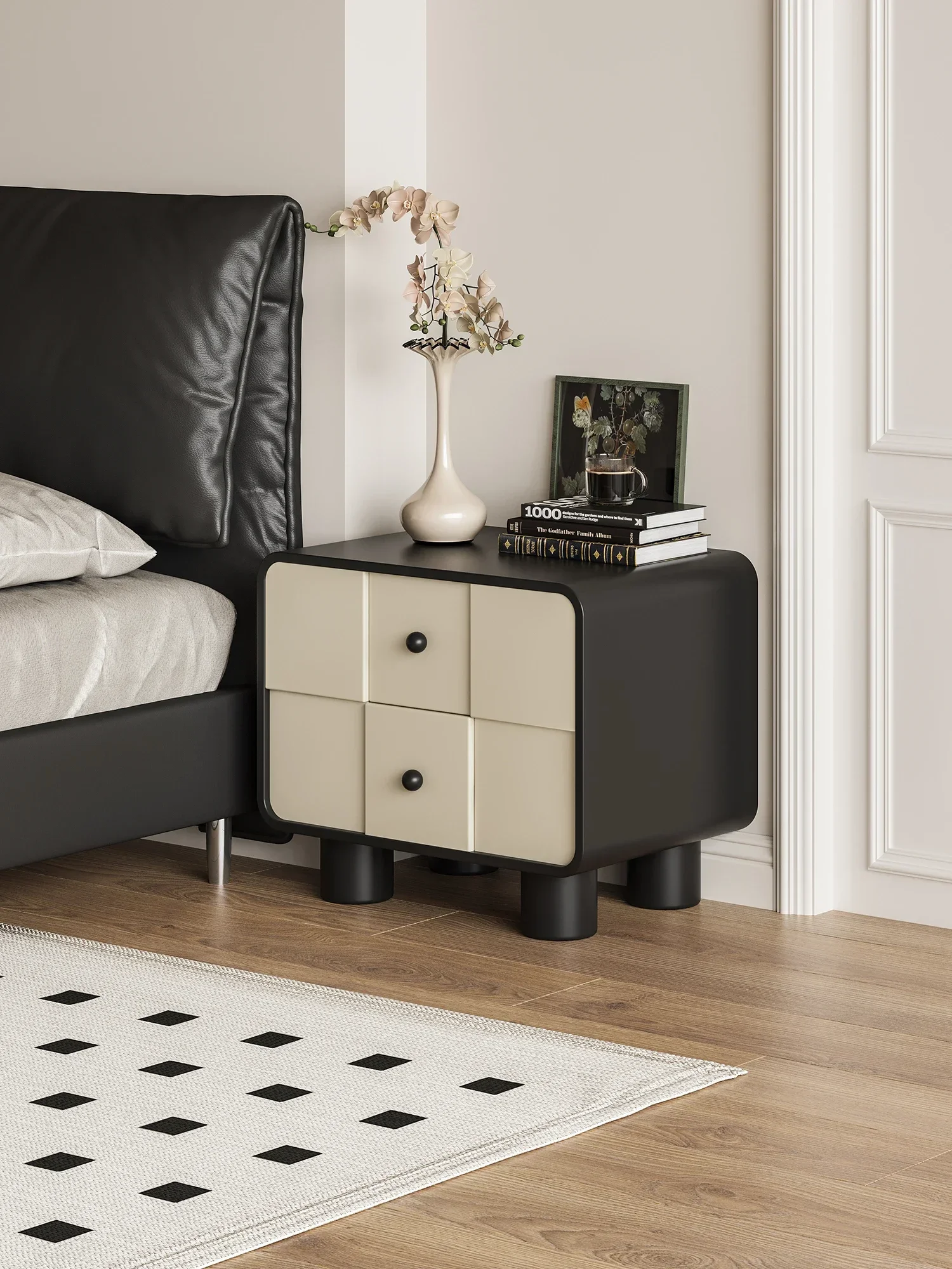 Black and white bedside table designer minimalist artist household bedroom bedside table