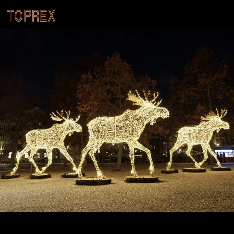 Giant Bright White LED Lighted Motif Large Big Christmas 3D Reindeer Standing Light for Outdoor Home and Holiday Decoration