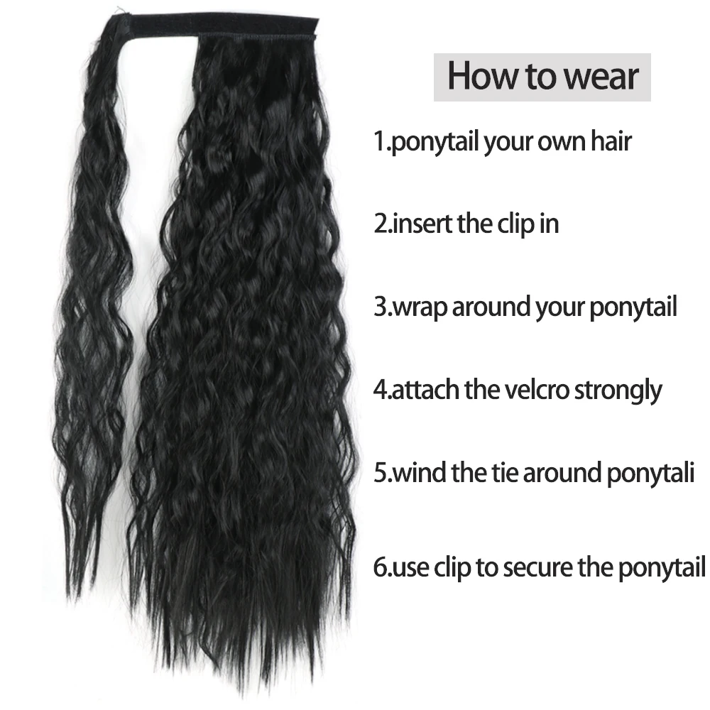 AZQUEEN Synthetic long corn Whisker ponytail heat resistant high temperature fiber silk suitable for women\'s ponytail hairpieces